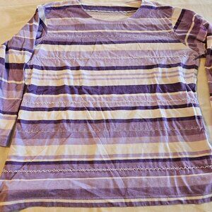 Purple Strip Top 3/4 Sleeve
